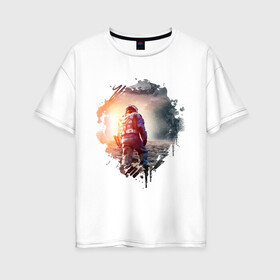 Женская футболка хлопок Oversize с принтом Interstellar в Кировске, 100% хлопок | свободный крой, круглый ворот, спущенный рукав, длина до линии бедер
 | interstellar | интерстеллар | космонавт | космос