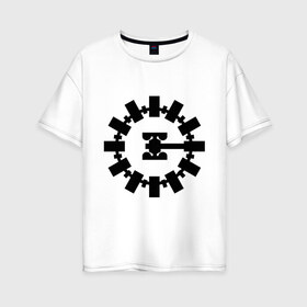 Женская футболка хлопок Oversize с принтом Interstellar в Кировске, 100% хлопок | свободный крой, круглый ворот, спущенный рукав, длина до линии бедер
 | interstellar | интерстеллар | космонавт | космос | эмблема