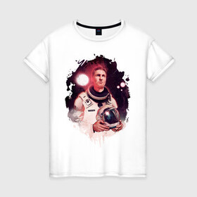 Женская футболка хлопок с принтом Interstellar в Кировске, 100% хлопок | прямой крой, круглый вырез горловины, длина до линии бедер, слегка спущенное плечо | interstellar | интерстеллар | космонавт | космос