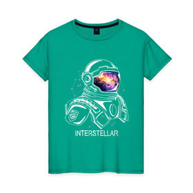 Женская футболка хлопок с принтом Космонавт в Кировске, 100% хлопок | прямой крой, круглый вырез горловины, длина до линии бедер, слегка спущенное плечо | interstellar | интерстеллар | космонавт | космос