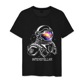 Мужская футболка хлопок с принтом Космонавт в Кировске, 100% хлопок | прямой крой, круглый вырез горловины, длина до линии бедер, слегка спущенное плечо. | Тематика изображения на принте: interstellar | интерстеллар | космонавт | космос
