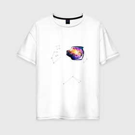 Женская футболка хлопок Oversize с принтом Космонавт в Кировске, 100% хлопок | свободный крой, круглый ворот, спущенный рукав, длина до линии бедер
 | interstellar | интерстеллар | космонавт | космос