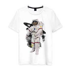 Мужская футболка хлопок с принтом Сова космонавт в Кировске, 100% хлопок | прямой крой, круглый вырез горловины, длина до линии бедер, слегка спущенное плечо. | сова