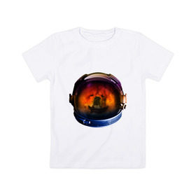Детская футболка хлопок с принтом Чау-чау в Кировске, 100% хлопок | круглый вырез горловины, полуприлегающий силуэт, длина до линии бедер | астронавт | животные | космонавт | космос | мордочка | нос | собака | чау чау | шлем