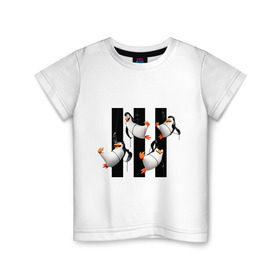 Детская футболка хлопок с принтом Пингвины Мадагаскара в Кировске, 100% хлопок | круглый вырез горловины, полуприлегающий силуэт, длина до линии бедер | Тематика изображения на принте: мадагаскар | мультик | пингвины
