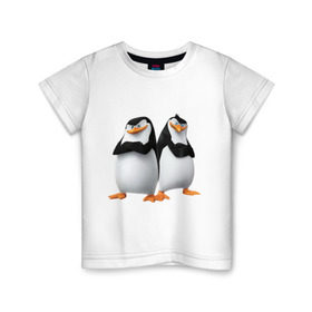 Детская футболка хлопок с принтом Пингвины Мадагаскара в Кировске, 100% хлопок | круглый вырез горловины, полуприлегающий силуэт, длина до линии бедер | мадагаскар | мультик | пингвины