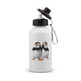 Бутылка спортивная с принтом Пингвины Мадагаскара в Кировске, металл | емкость — 500 мл, в комплекте две пластиковые крышки и карабин для крепления | мадагаскар | мультик | пингвины