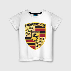 Детская футболка хлопок с принтом Porsche в Кировске, 100% хлопок | круглый вырез горловины, полуприлегающий силуэт, длина до линии бедер | porsche