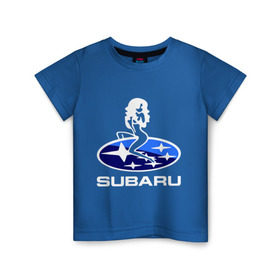 Детская футболка хлопок с принтом Subaru в Кировске, 100% хлопок | круглый вырез горловины, полуприлегающий силуэт, длина до линии бедер | Тематика изображения на принте: subaru | субару