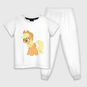 Детская пижама хлопок с принтом Пони Эпплджек в Кировске, 100% хлопок |  брюки и футболка прямого кроя, без карманов, на брюках мягкая резинка на поясе и по низу штанин
 | my little pony | мой маленький пони | пони | эпплджек