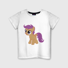 Детская футболка хлопок с принтом Пони Скуталу в Кировске, 100% хлопок | круглый вырез горловины, полуприлегающий силуэт, длина до линии бедер | my little pony | мой маленький пони | пони | скуталу