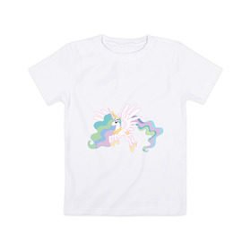 Детская футболка хлопок с принтом Принцесса Селестия в Кировске, 100% хлопок | круглый вырез горловины, полуприлегающий силуэт, длина до линии бедер | my little pony | мой маленький пони | пони | селестия