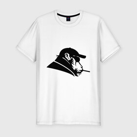 Мужская футболка премиум с принтом Макака в Кировске, 92% хлопок, 8% лайкра | приталенный силуэт, круглый вырез ворота, длина до линии бедра, короткий рукав | обезьяна