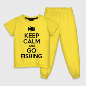 Детская пижама хлопок с принтом Keep calm and go fishing в Кировске, 100% хлопок |  брюки и футболка прямого кроя, без карманов, на брюках мягкая резинка на поясе и по низу штанин
 | fishing | keep calm | рыбак | рыбалка | рыбачить | сохраняй спокойствие