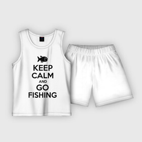 Детская пижама с шортами хлопок с принтом Keep calm and go fishing в Кировске,  |  | fishing | keep calm | рыбак | рыбалка | рыбачить | сохраняй спокойствие