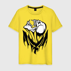 Мужская футболка хлопок с принтом Крылатая смерть в Кировске, 100% хлопок | прямой крой, круглый вырез горловины, длина до линии бедер, слегка спущенное плечо. | демон | крылатая | череп