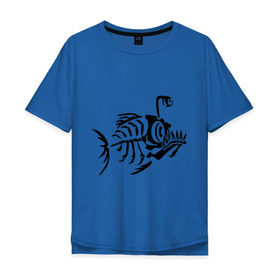 Мужская футболка хлопок Oversize с принтом Скелет глубоководной рыбы в Кировске, 100% хлопок | свободный крой, круглый ворот, “спинка” длиннее передней части | Тематика изображения на принте: скелет