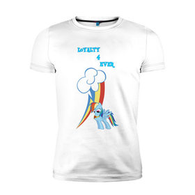 Мужская футболка премиум с принтом Rainbow Dash Loyalty в Кировске, 92% хлопок, 8% лайкра | приталенный силуэт, круглый вырез ворота, длина до линии бедра, короткий рукав | 