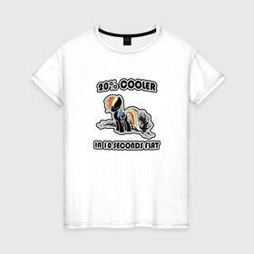 Женская футболка хлопок с принтом Rainbow Dash Black&Color в Кировске, 100% хлопок | прямой крой, круглый вырез горловины, длина до линии бедер, слегка спущенное плечо | 