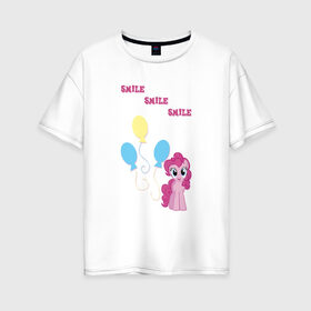 Женская футболка хлопок Oversize с принтом Pinkie Pie в Кировске, 100% хлопок | свободный крой, круглый ворот, спущенный рукав, длина до линии бедер
 | 