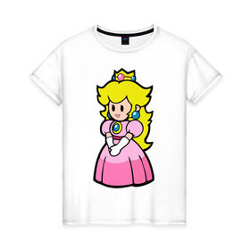 Женская футболка хлопок с принтом Принцесса в Кировске, 100% хлопок | прямой крой, круглый вырез горловины, длина до линии бедер, слегка спущенное плечо | марио