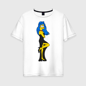 Женская футболка хлопок Oversize с принтом Миссис Симпсон в Кировске, 100% хлопок | свободный крой, круглый ворот, спущенный рукав, длина до линии бедер
 | simpson | костюм | любовь | мардж | миссис симпсон | семья | симпсон