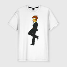Мужская футболка премиум с принтом Мистер Симпсон в Кировске, 92% хлопок, 8% лайкра | приталенный силуэт, круглый вырез ворота, длина до линии бедра, короткий рукав | гомер