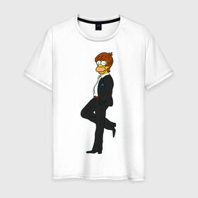 Мужская футболка хлопок с принтом Мистер Симпсон в Кировске, 100% хлопок | прямой крой, круглый вырез горловины, длина до линии бедер, слегка спущенное плечо. | гомер