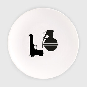 Тарелка с принтом Love guns в Кировске, фарфор | диаметр - 210 мм
диаметр для нанесения принта - 120 мм | день святого валентина | любовь | оружие | символ