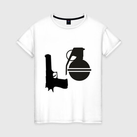 Женская футболка хлопок с принтом Love guns в Кировске, 100% хлопок | прямой крой, круглый вырез горловины, длина до линии бедер, слегка спущенное плечо | Тематика изображения на принте: день святого валентина | любовь | оружие | символ