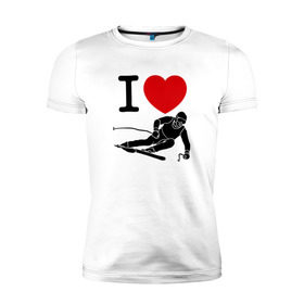 Мужская футболка премиум с принтом Я люблю лыжи в Кировске, 92% хлопок, 8% лайкра | приталенный силуэт, круглый вырез ворота, длина до линии бедра, короткий рукав | 