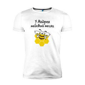 Мужская футболка премиум с принтом У Андрея медовый месяц в Кировске, 92% хлопок, 8% лайкра | приталенный силуэт, круглый вырез ворота, длина до линии бедра, короткий рукав | 