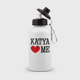 Бутылка спортивная с принтом Катя любит меня в Кировске, металл | емкость — 500 мл, в комплекте две пластиковые крышки и карабин для крепления | Тематика изображения на принте: 