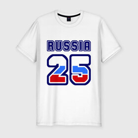 Мужская футболка премиум с принтом Russia - 25 (Приморский край) в Кировске, 92% хлопок, 8% лайкра | приталенный силуэт, круглый вырез ворота, длина до линии бедра, короткий рукав | 