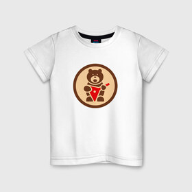 Детская футболка хлопок с принтом Медведь с балалайкой в Кировске, 100% хлопок | круглый вырез горловины, полуприлегающий силуэт, длина до линии бедер | 
