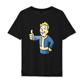 Мужская футболка хлопок Oversize с принтом Fallout vault boy в Кировске, 100% хлопок | свободный крой, круглый ворот, “спинка” длиннее передней части | 