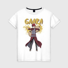 Женская футболка хлопок с принтом Гаара в Кировске, 100% хлопок | прямой крой, круглый вырез горловины, длина до линии бедер, слегка спущенное плечо | гаара | дзютсу | песок | чакра