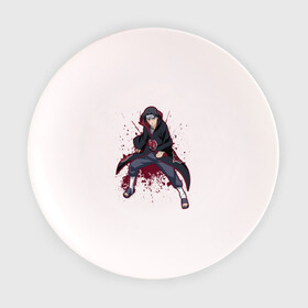 Тарелка 3D с принтом Итачи Учиха (пятно краски) в Кировске, фарфор | диаметр - 210 мм
диаметр для нанесения принта - 120 мм | дзютсу | итачи | кровь | шаринган