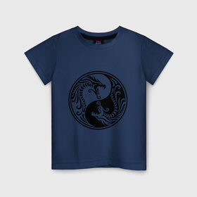 Детская футболка хлопок с принтом Два дракона Инь Янь в Кировске, 100% хлопок | круглый вырез горловины, полуприлегающий силуэт, длина до линии бедер | дракон | инь | ян