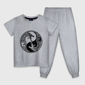Детская пижама хлопок с принтом Два дракона Инь Янь в Кировске, 100% хлопок |  брюки и футболка прямого кроя, без карманов, на брюках мягкая резинка на поясе и по низу штанин
 | дракон | инь | ян