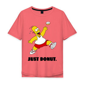 Мужская футболка хлопок Oversize с принтом Гомер Симпсон - Только пончик в Кировске, 100% хлопок | свободный крой, круглый ворот, “спинка” длиннее передней части | гомер