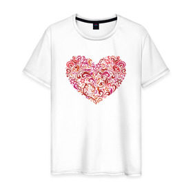 Мужская футболка хлопок с принтом Изумительная роспись на сердце в Кировске, 100% хлопок | прямой крой, круглый вырез горловины, длина до линии бедер, слегка спущенное плечо. | 