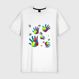 Мужская футболка премиум с принтом Отпечатки пальцев в Кировске, 92% хлопок, 8% лайкра | приталенный силуэт, круглый вырез ворота, длина до линии бедра, короткий рукав | 