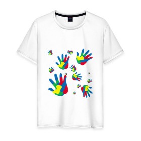 Мужская футболка хлопок с принтом Отпечатки пальцев в Кировске, 100% хлопок | прямой крой, круглый вырез горловины, длина до линии бедер, слегка спущенное плечо. | 