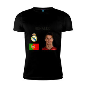 Мужская футболка премиум с принтом Роналдо в Кировске, 92% хлопок, 8% лайкра | приталенный силуэт, круглый вырез ворота, длина до линии бедра, короткий рукав | роналдо