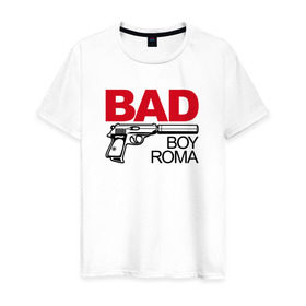 Мужская футболка хлопок с принтом Рома, плохой, парень в Кировске, 100% хлопок | прямой крой, круглый вырез горловины, длина до линии бедер, слегка спущенное плечо. | 