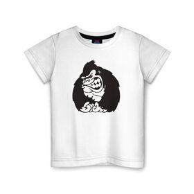 Детская футболка хлопок с принтом Горилла в Кировске, 100% хлопок | круглый вырез горловины, полуприлегающий силуэт, длина до линии бедер | 