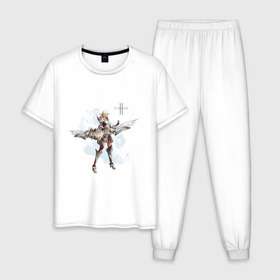 Мужская пижама хлопок с принтом Lineage в Кировске, 100% хлопок | брюки и футболка прямого кроя, без карманов, на брюках мягкая резинка на поясе и по низу штанин
 | lineage | logo | игра | логотип | раса