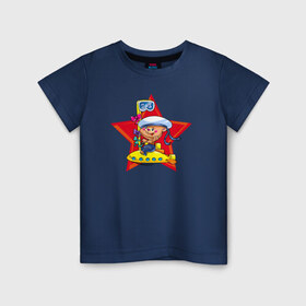Детская футболка хлопок с принтом Медведь на подводной лодке в Кировске, 100% хлопок | круглый вырез горловины, полуприлегающий силуэт, длина до линии бедер | 