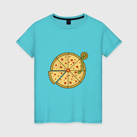 Женская футболка хлопок с принтом Виниловая пицца в Кировске, 100% хлопок | прямой крой, круглый вырез горловины, длина до линии бедер, слегка спущенное плечо | 